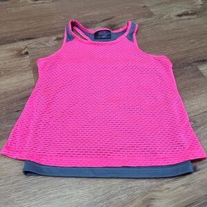 Bright Pink and Grey Layered Girls Youth Tank Top